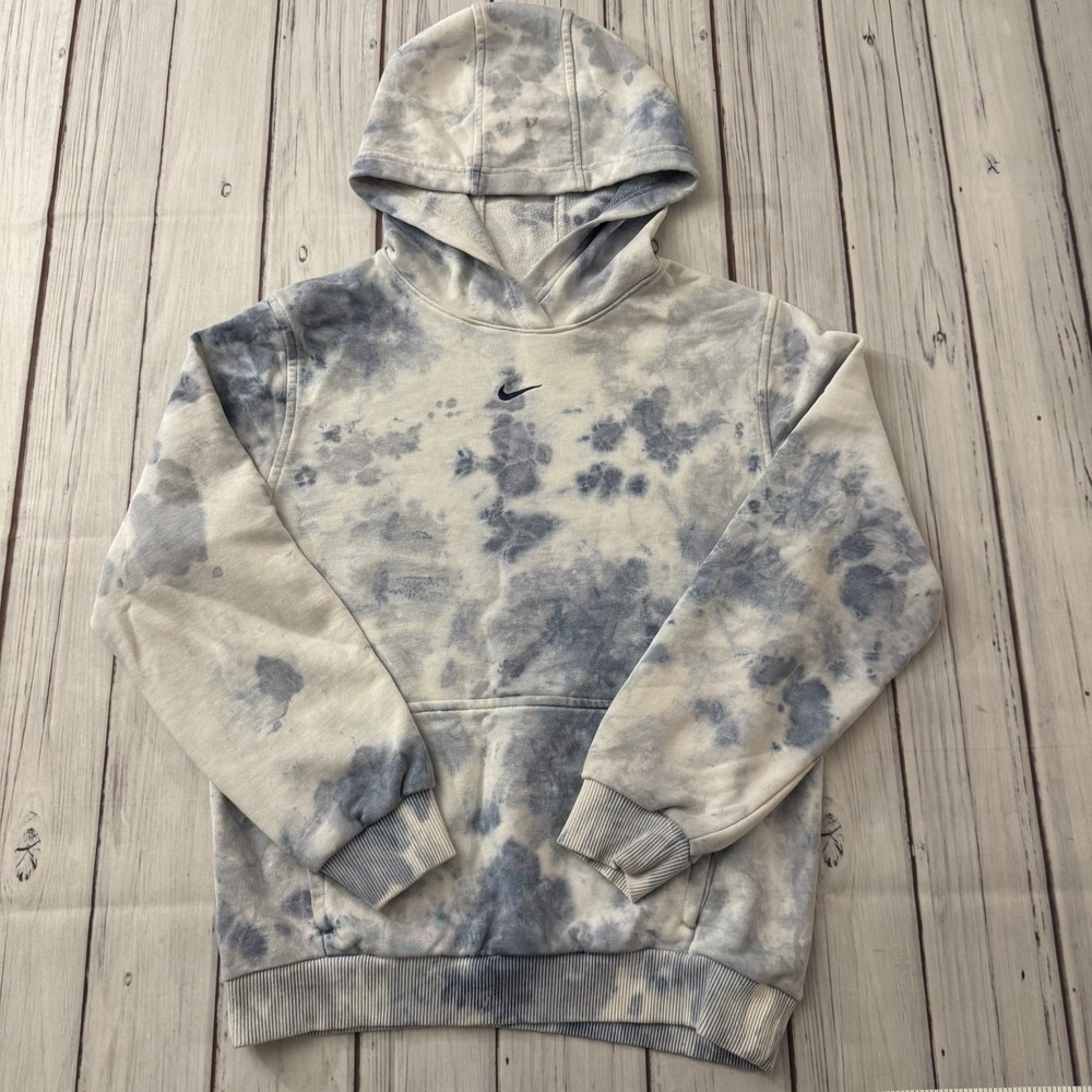 Nike‎ Mini Swoosh Galaxy Tie Dye Hoodie Youth Large Fleece Pullover EUC